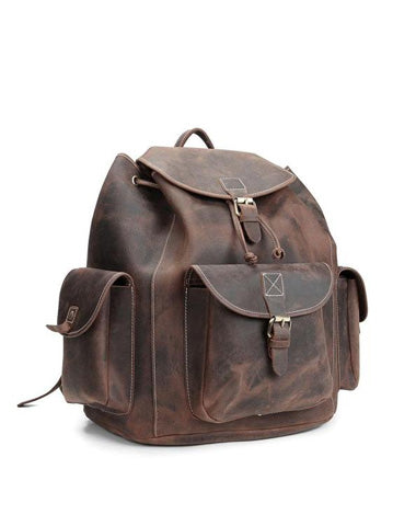 Cool Leather Mens School Backpack Vintage Travel Backpack Satchel Backpack for Men