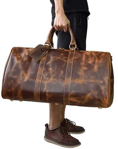 Cool Vintage Brown Leather Mens Overnight Bags Travel Bags Weekender Bags For Men