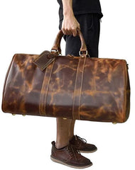 Cool Vintage Brown Leather Mens Overnight Bags Travel Bags Weekender Bags For Men