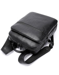 Cool Leather Black Mens Backpacks Vintage School Backpack Travel Backpack Bags for Men