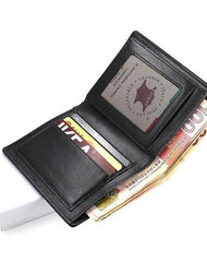 Leather Mens Slim Bifold Small Wallet Front Pocket Wallet billfold Small Wallet for Men