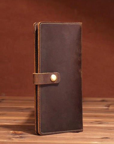 Slim Mens Leather Bifold Long Wallet Bifold Long Wallet for Men