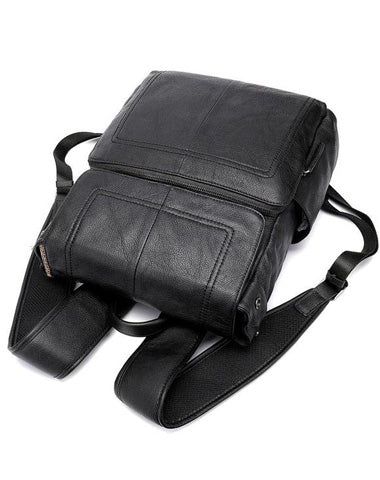 Cool Leather Mens Black Backpack for School Backpacks Travel Backpacks For Men