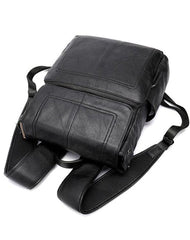 Cool Leather Mens Black Backpack for School Backpacks Travel Backpacks For Men