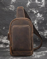 Casual Leather One Shoulder Backpack Chest Bag Sling Bag Sling Crossbody Bag For Men