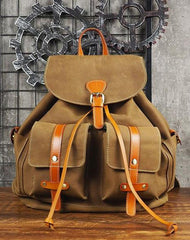Tan Cool Mens Leather Backpack Travel Backpack Leather Hiking Backpack for Men