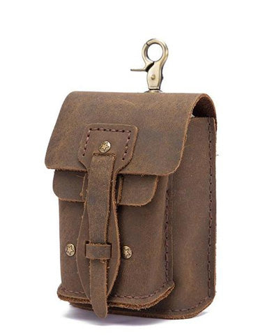 Vintage Black Leather Men's Belt Pouch Cell Phone Holster Waist Belt Bags For Men