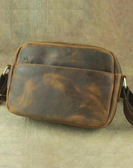 COOL Vintage Brown LEATHER MENS Small Side Bag Messenger Bag for Men