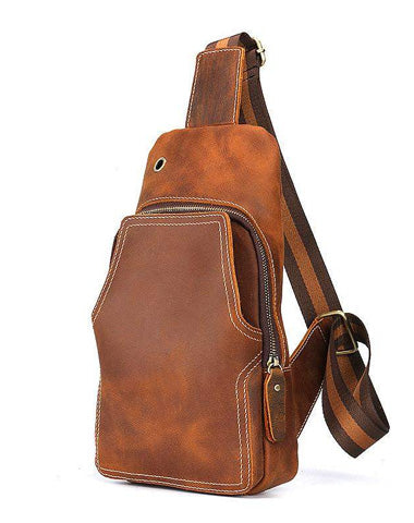 Cool Mens Leather Chest Bags Sling Bags Sling pack Shoulder sling bag For Men