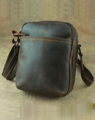 Cool Leather Mens Small Messenger Bag Tablet Side Bag Shoulder Bags For Men
