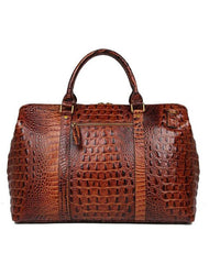 Cool Crocodile Pattern Leather Men's Travel Bag Overnight Bag Weekender Bag For Men
