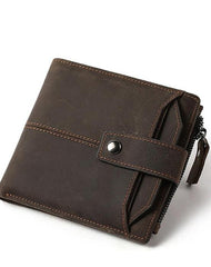 RFID Brown Leather Men's Small Wallet billfold Wallet Cool Bifold Wallet For Men