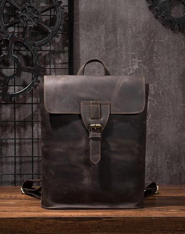 Cool Mens Leather School Backpack Travel Backpack Leather Satchel Backpack for Men