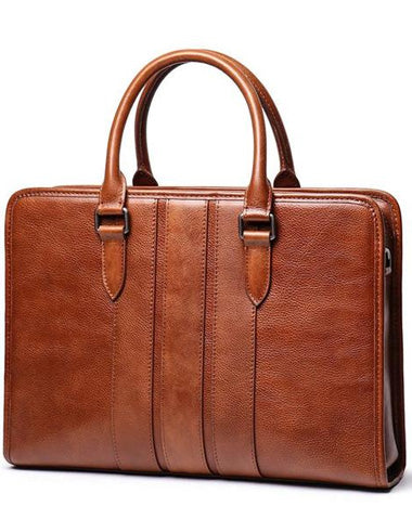 Vintage Brown Leather Men's 14‘’ Laptop Briefcase Professional Briefcase Handbag For Men