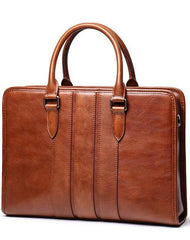 Vintage Brown Leather Men's 14‘’ Laptop Briefcase Professional Briefcase Handbag For Men