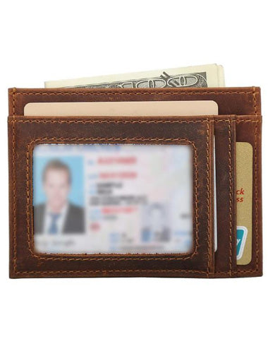 RFID Mens Leather Card Wallet Card Holder Front Pocket Wallet For Men