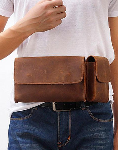 Cool Fashion LEATHER MEN'S Fanny Pack Waist Pack Belt Bag Belt Pack For Men