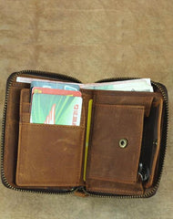 Vintage Bifold Leather Men's Zipper Small Wallet billfold Zipper Wallet For Men