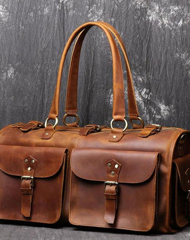 Cool Leather Mens Travel Bag Overnight Bag Work Handbag Business Travel Bags for Men