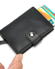 Cool RFID Black Leather Men's Card Holder Card Bifold Small Wallet For Men