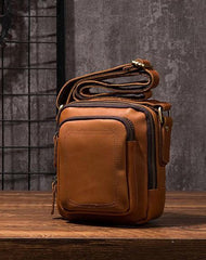 Cool Leather Mens Small Messenger Bag Side Bag Small Shoulder Bag for Men