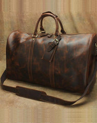 Large Leather Mens Barrel Overnight Bags Weekender Bag Travel Bags For Men