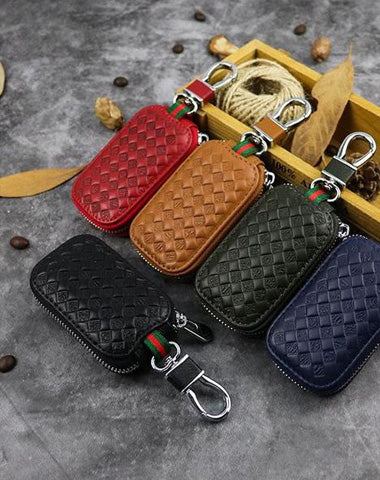 Embossed Brown Leather Men's Key Wallet Key Case Car Car Key Holder For Men