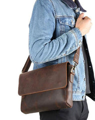 Cool Leather Messenger Bag Side Bag Vintage Shoulder Bag For Men