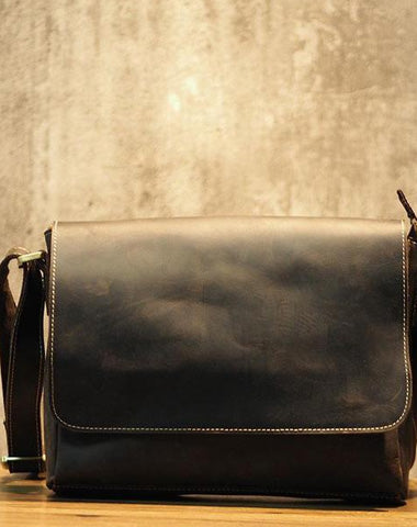 Cool Leather Mens Coffee Messenger Bag Side Bag Small Shoulder Bag for Men