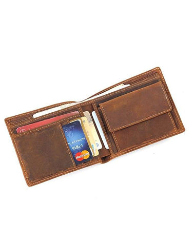 Slim Brown Leather Men's Bifold Small Wallet billfold Front Pocket Wallet For Men