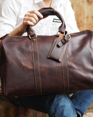 Cool Leather Mens Weekender Bags Vintage Travel Bags Duffle Bag for Men