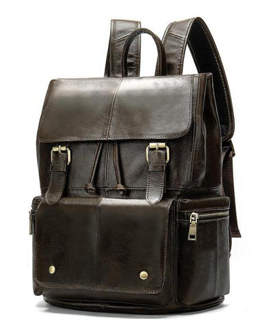 Fashion Leather Men's School Backpack 14inch Computer Backpack Satchel Backpack For Men