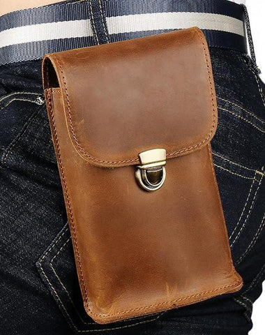 Cool Leather Men's Cell Phone Holsters Belt Pouch Belt Bag Waist Bag For Men