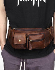 Cool Brown LEATHER MENS FANNY PACK BUMBAG Vintage WAIST BAGS FOR MEN