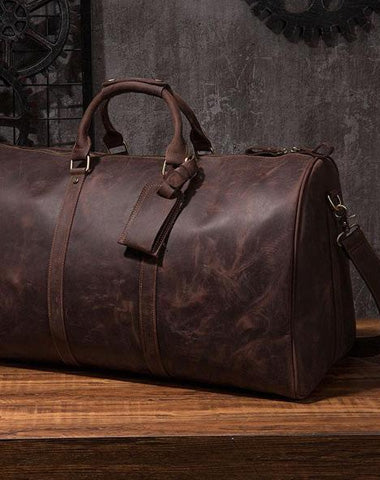 Cool Leather Mens Overnight Bags Weekender Bag Vintage Travel Bags Duffle Bags for Men