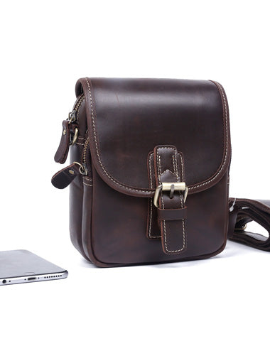 Cool Vintage Leather Belt Pouch Waist Bag Mini Side Bag Messenger Bag For Mens