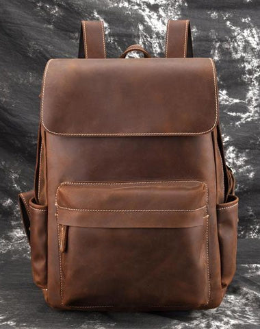 Cool Leather Mens Satchel Backpacks School Backpack Travel Backpack for Men