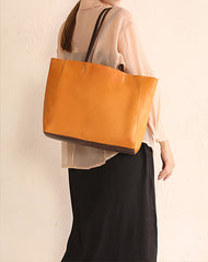Fashion Brown Large Leather Tote Bag Shopper Bag Big Black Tote Purse For Women