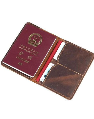 Mens Slim Leather Passport Wallet Bifold Long Passport Wallet Travel Wallet For Men