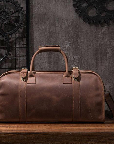 Cool Leather Mens Overnight Bags Weekender Bag Vintage Travel Bags Duffle Bag for Men
