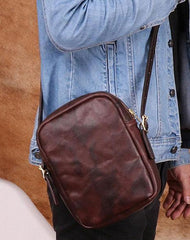 Cool Leather Mens Small Messenger Bag Shoulder Bag Crossbody Bags For Men