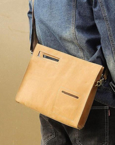 Brown Leather Men's File Bag Clutch Bag Side Bag Wristlet Bag For Men