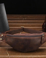 Vintage Brown Leather Men's Fanny Pack Waist Bag Brown Hip Pack Chest Bag For Men