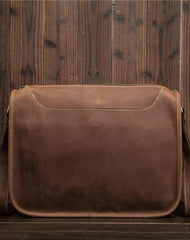 Vintage Brown Leather Men's Side Bag Coffee Courier Bag Messenger Bag For Men