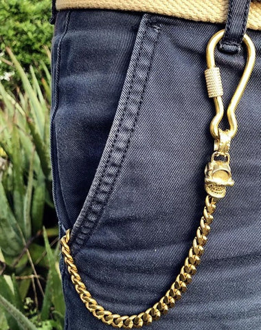 Badass Brass Copper Skull Mens Pants Chain Biker Wallet Chain 18‘â€?jeans chain jean chain For Men