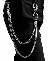 Badass Stainless Steel Mens Double Wallet Chain Long Silver Biker Wallet Chain For Men