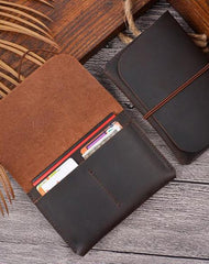 Vintage Brown Leather Men's Long Passport Wallet Black Travel Wallet Card Wallet For Men