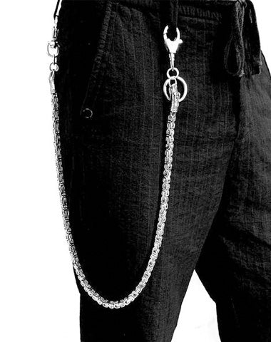 Badass Dragon Silver Long Biker Chain Wallet STAINLESS STEEL Pants Chain Wallet Chain For Men