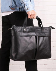 Vintage Fashion Leather Mens 13inch Briefcase Laptop Shoulder Bag Business Bag Handbag For Men