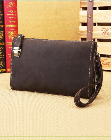 Vintage Mens Leather Clutch Bag Wristlet Bag Clutch Wallet For Men
